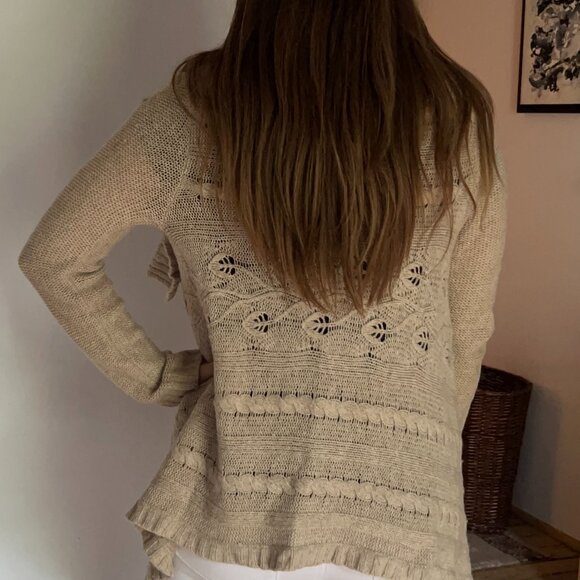 Asymmetrical Beige Knitted Sweater - Picture 3 of 6